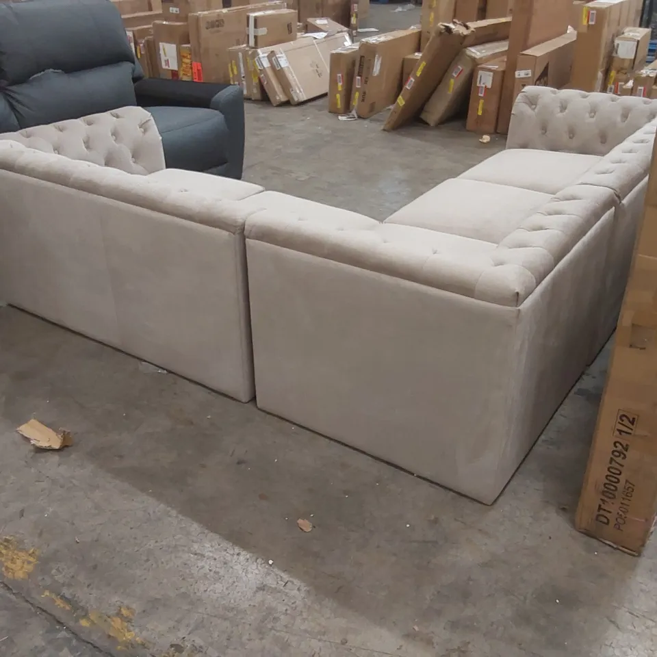QUALITY DESIGNER VELVET CHESTERFIELD CORNER SOFA 