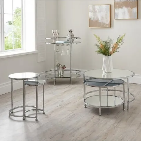 BOXED ARUBA NEST OF LAMP TABLES - CHROME
