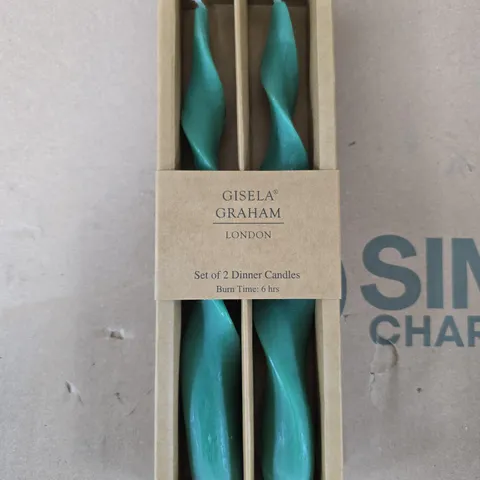 APPROXIMATELY 45 BOXES OF GISELA GRAHAM GREEN VINTAGE TWIST TAPER CANDLES - 2 CANDLES PER BOX 