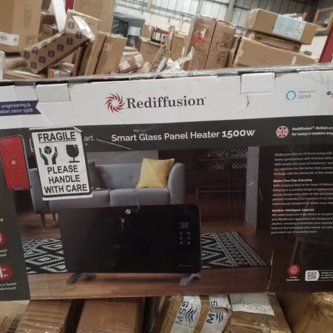 BOXED REDIFFUSION SMART GLASS PANEL HEATER 1500W