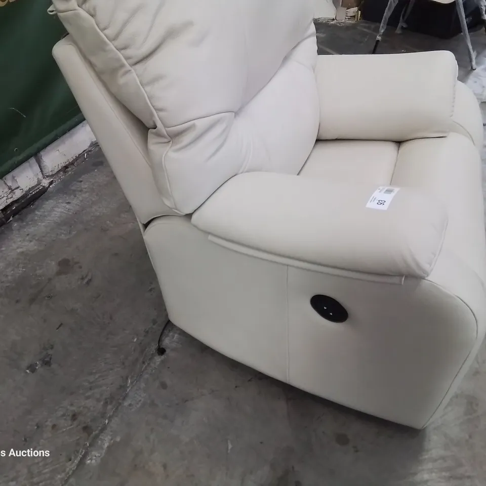 QUALITY BRITISH DESIGNER & MANUFACTURED G PLAN M8NSTRAL POWER RECLINING EASY CHAIR CAPRI STONE LEATHER 