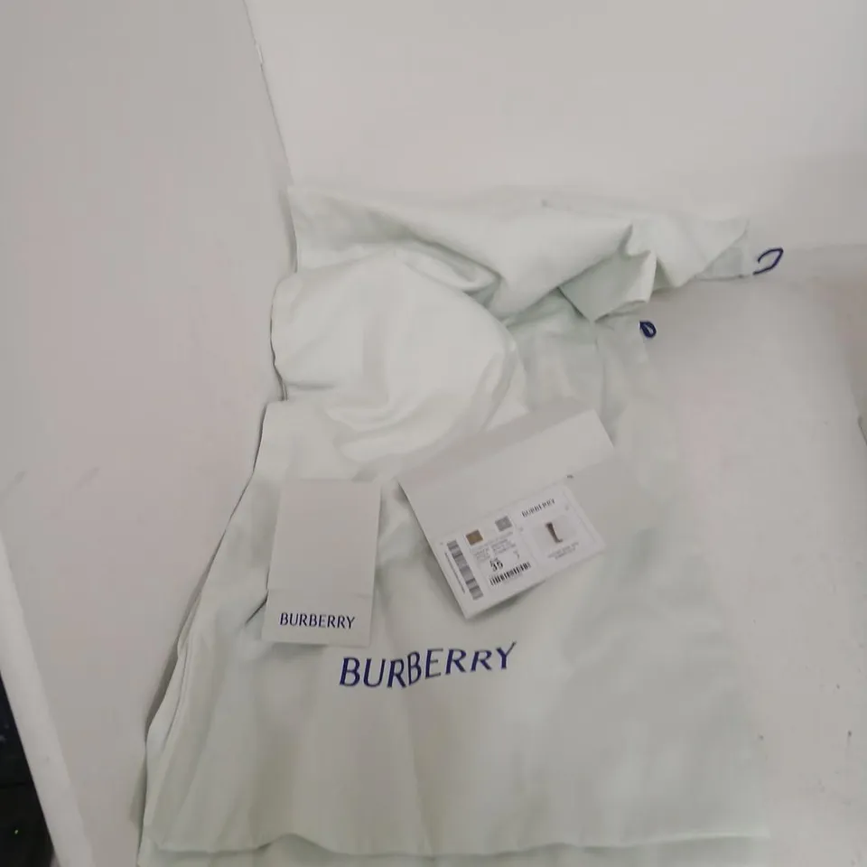 BURBERRY LEATHER KNEE-HIGH BOOT – LIGHT GREY, UK 2 (EUR 35) – DUST BAG & TAGS