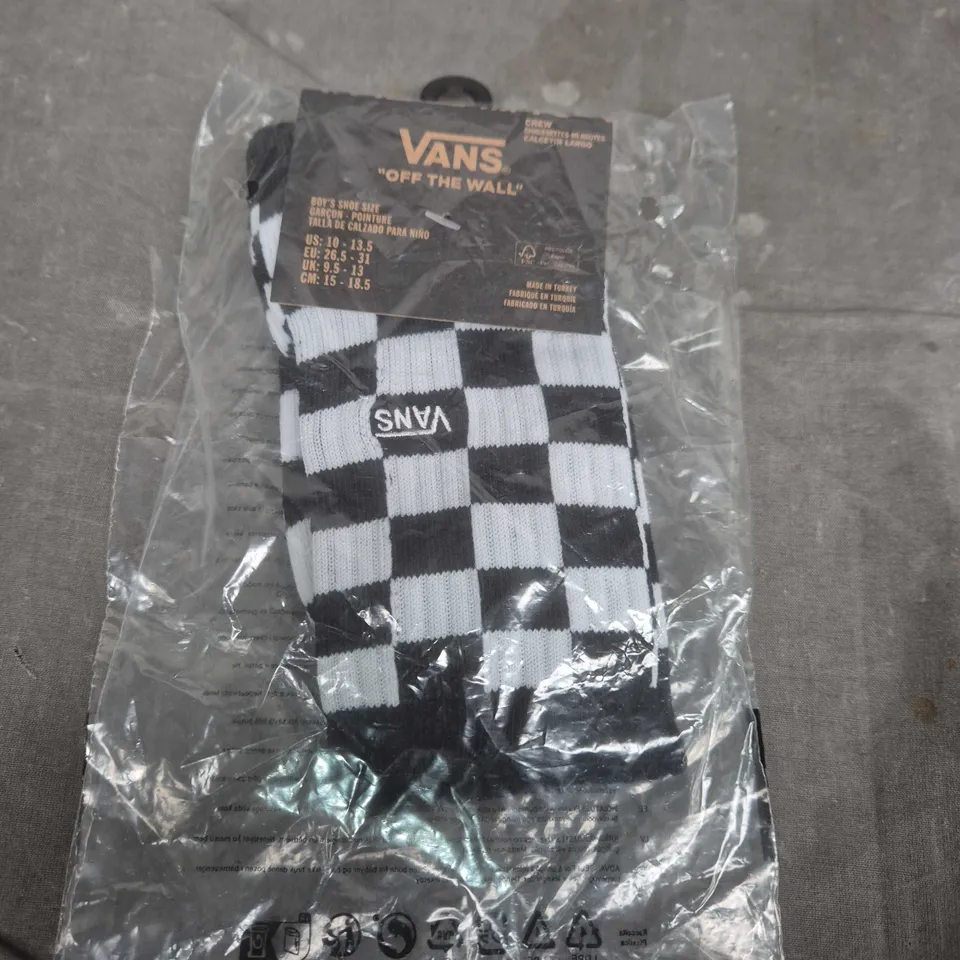 Vans Kids' Checkerboard Socks – Black & White UK 9.5-13 (US 10-13)