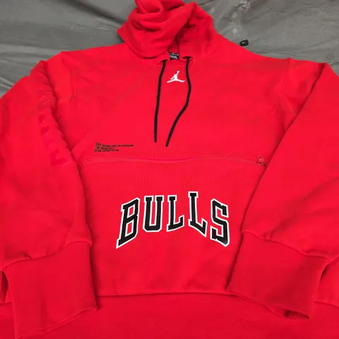 JORDAN LOGO BULLS HOODIE, RED - UK SIZE M