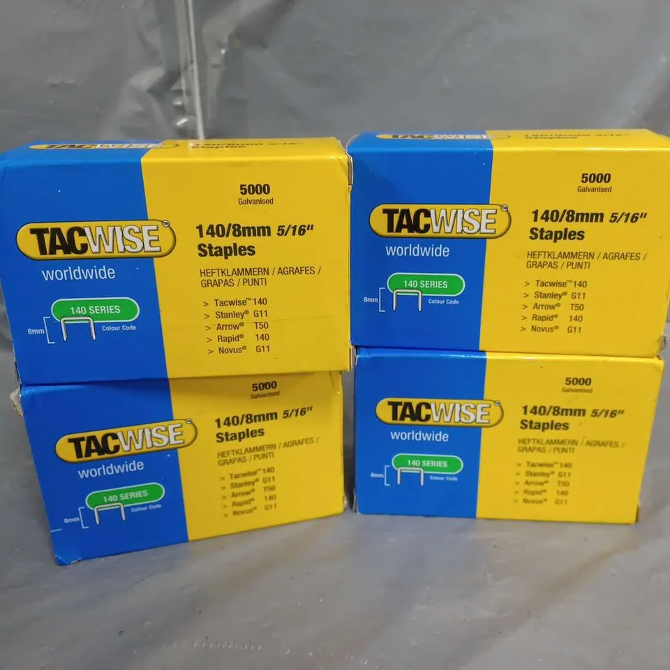 4 BOXED TACWISE 140/8MM GALVANISED STAPLES 