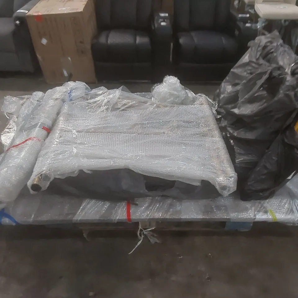 PALLET OF ASSORTED DESIGNER BED AND SOFA PARTS 