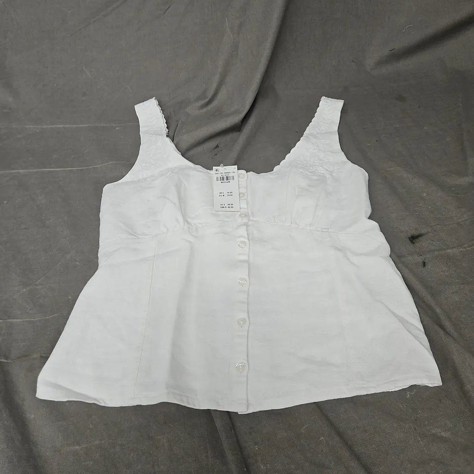 HOLLISTER LINEN BLEND TOP IN WHITE SIZE M