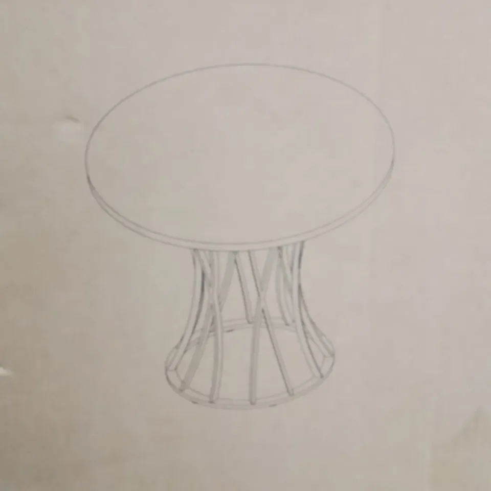 BOXED ROUND METAL BASE DINING TABLE 