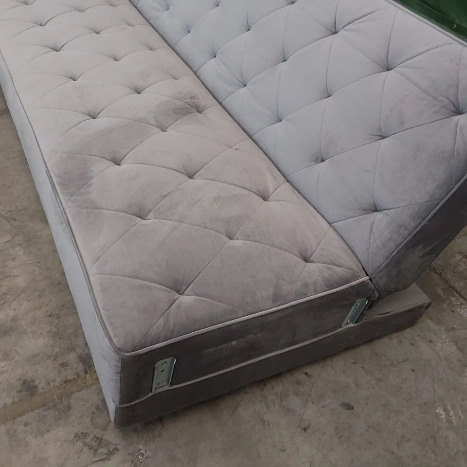 DESIGNER CLICK CLACK SOFA BED GREY PLUSH FABRIC