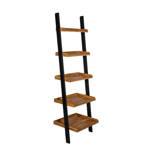 BOXED PATRICIA LADDER BOOKCASE - OAK/BLACK (2 BOXES)