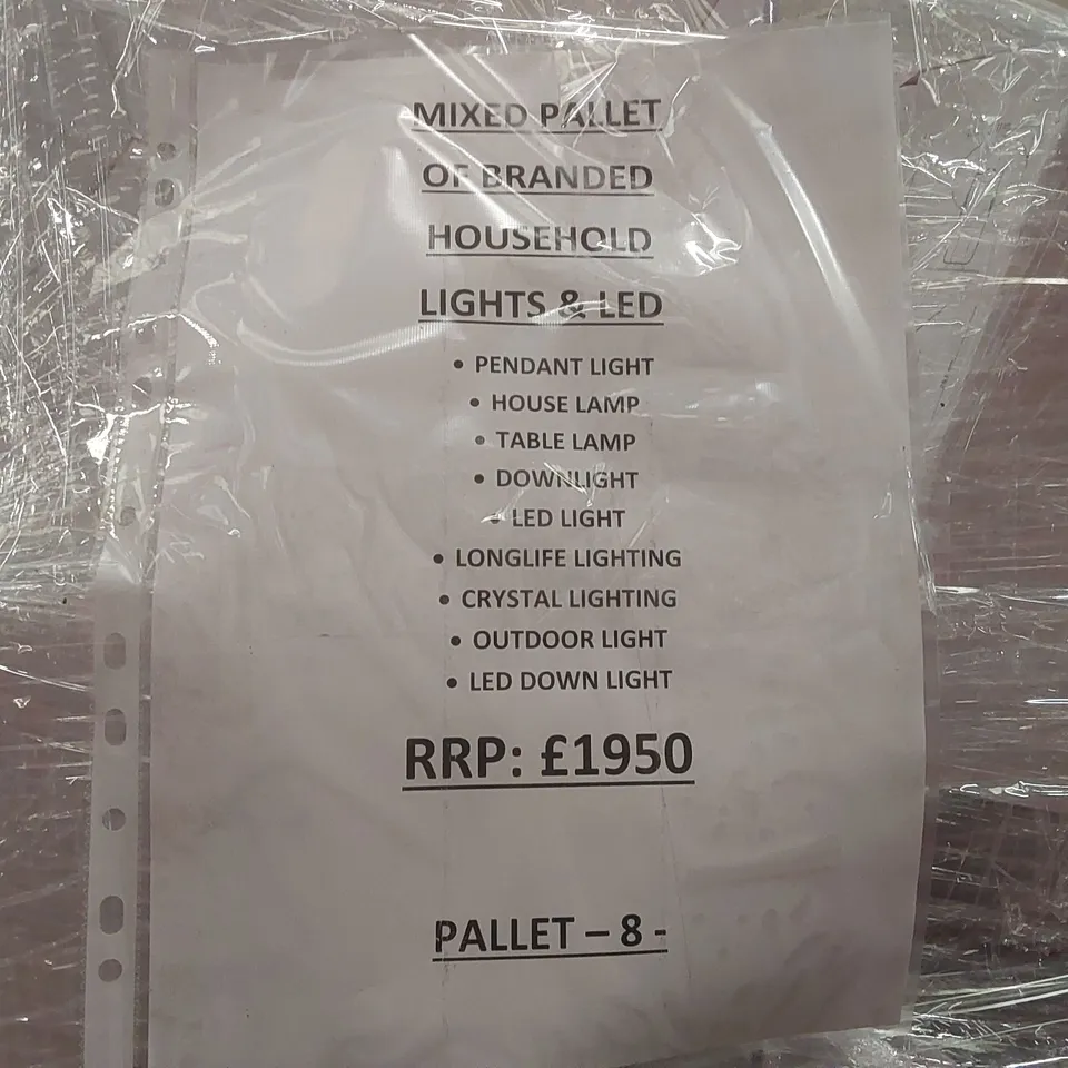 PALLET CONTAINING A LARGE QUANTITY OF BRANDED HOUSEHOLD LIGHTS
