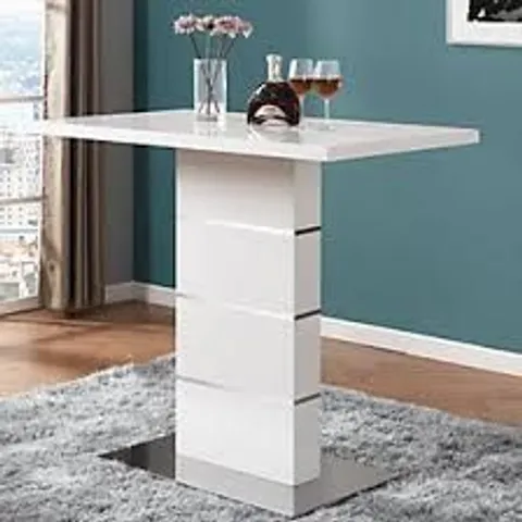 BOXED PARINI WHITE BAR TABLE IN GLOSS WHITE (2 BOXES)