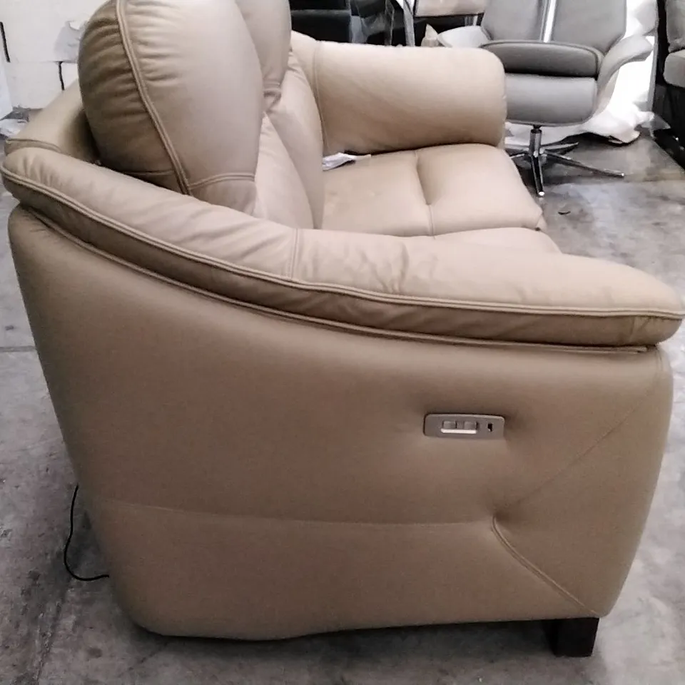 QUALITY BRITISH DESIGNER G PLAN MANUFACTURED JACKSON 2 SEATER ELECTRIC RECLINER DBL SOFA  - CAMBRIDGE SAND LEATHER