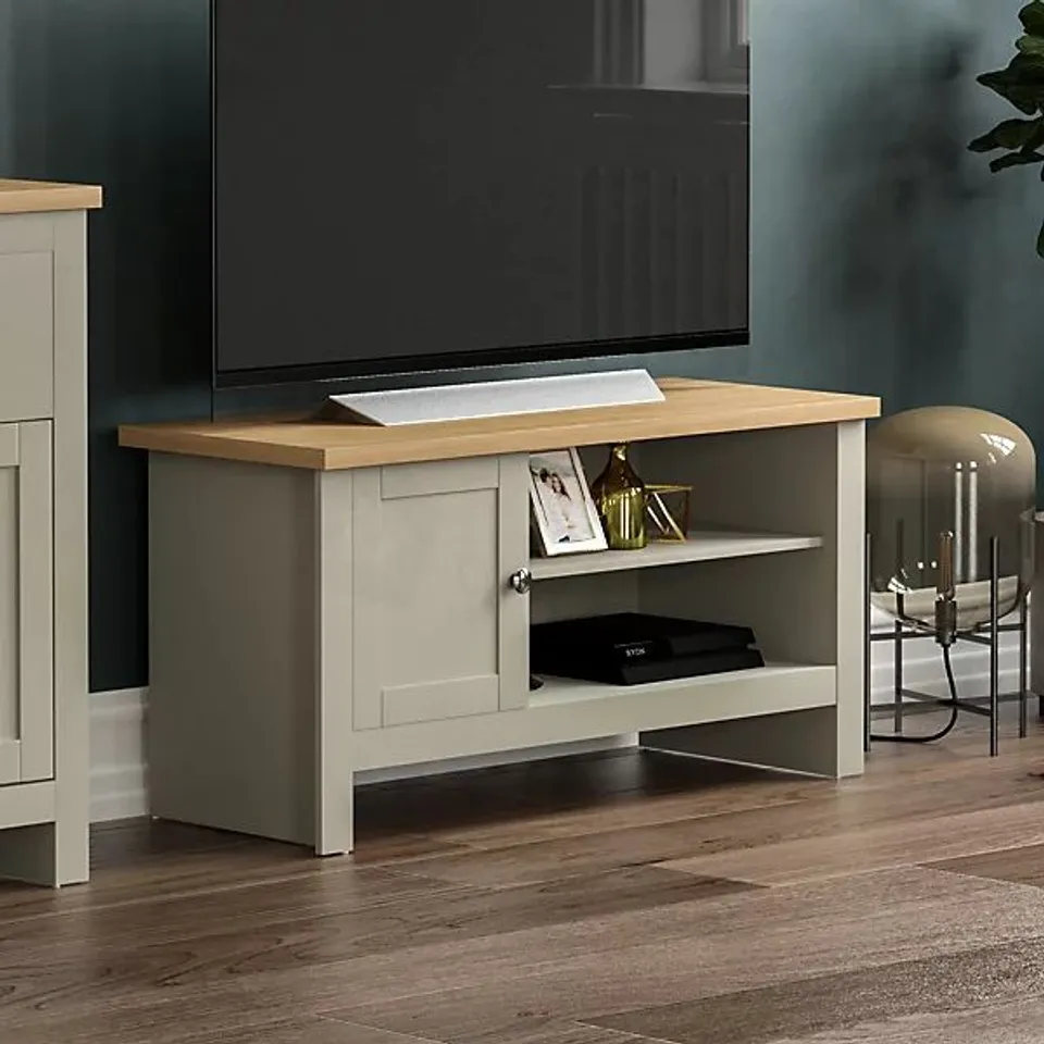 BOXED VIDA ARLINGTON 1 DOOR TV UNIT - GREY (1 BOX)