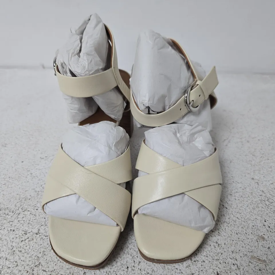 RUTH LANGSFORD STRAPPY HEELS, CREAM - SIZE 38 