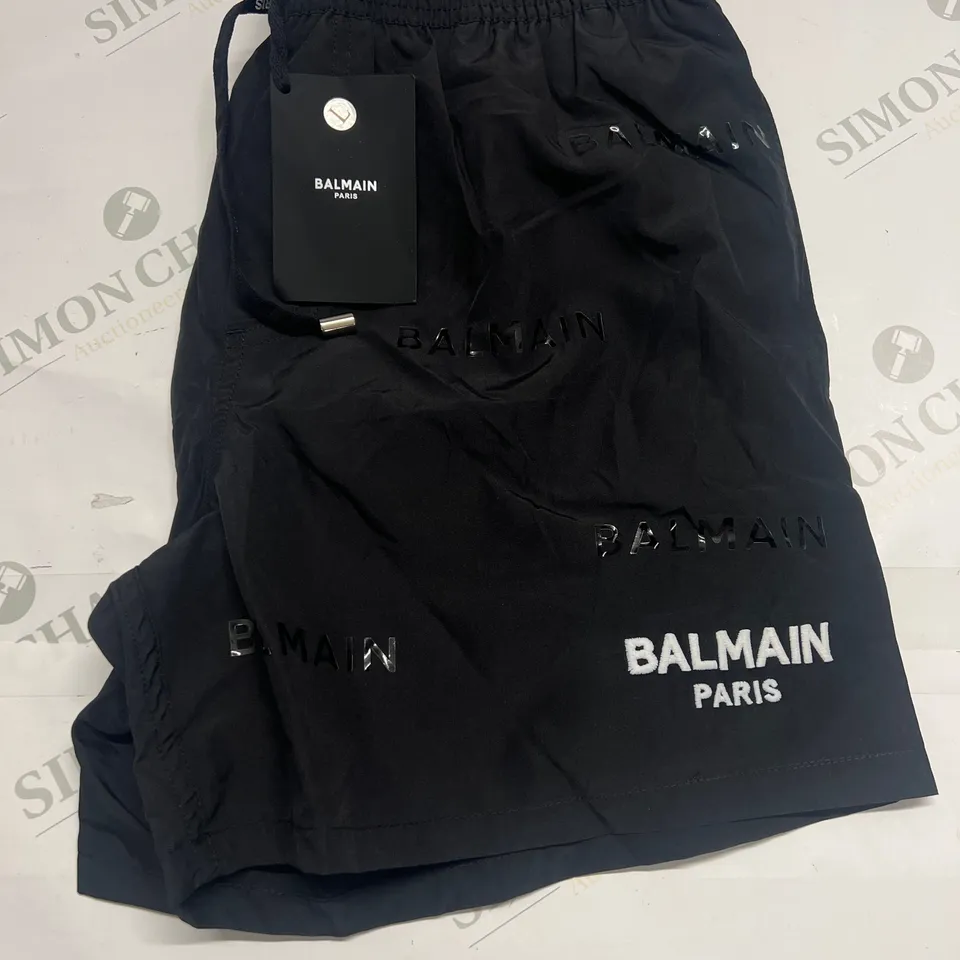 BALMAIN PARIS DRAWSTRING SWIM SHORTS IN BLACK SIZE L