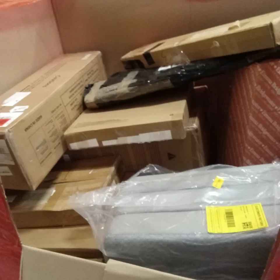 PALLET OF ASSORTED HOUSEHOLD GOODS AND PRODUCTS TO INCLUDE; PARASOL BASE, PRESSURE WASHER, BOXED FURNITURE ETC