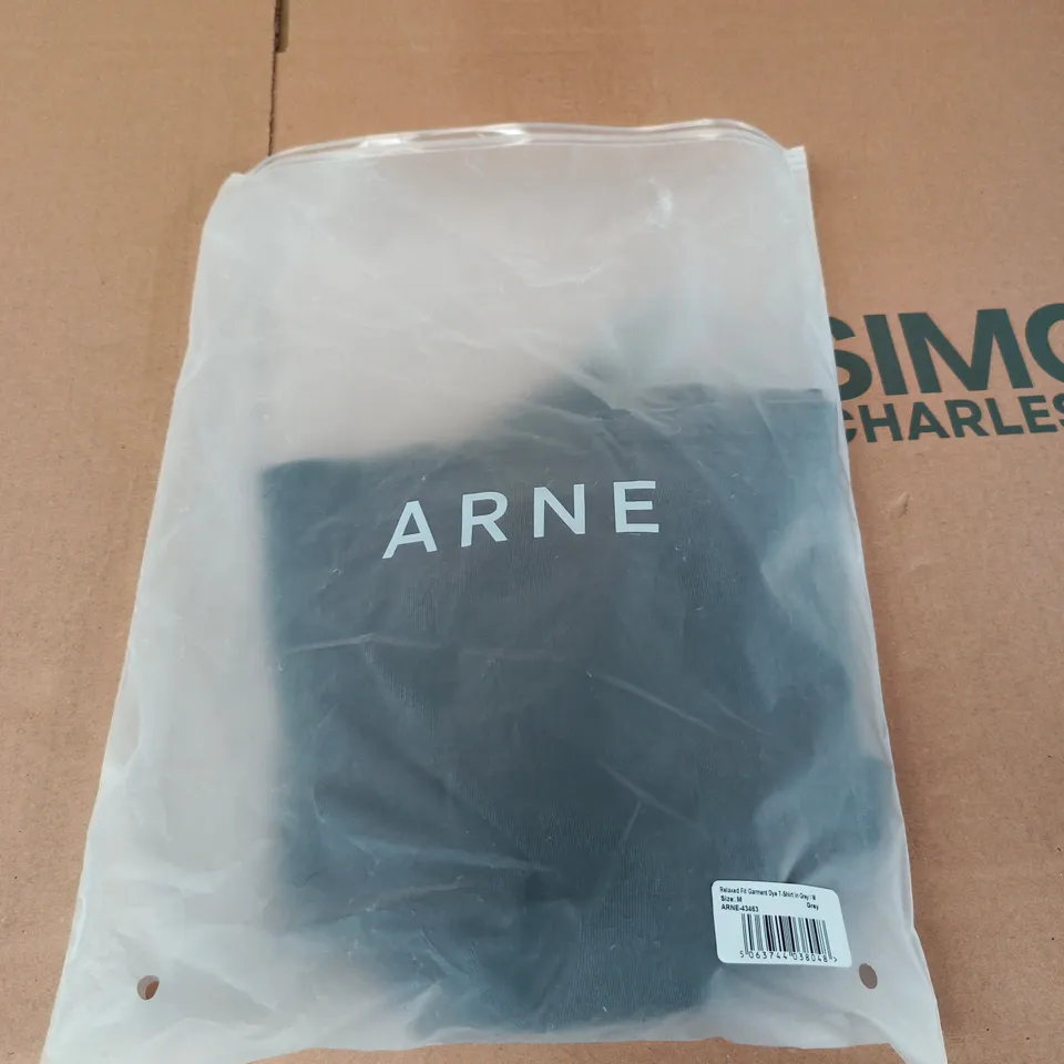 ARNE RELAXED FIT GARMENT DYE T-SHIRT IN GREY - SIZE M