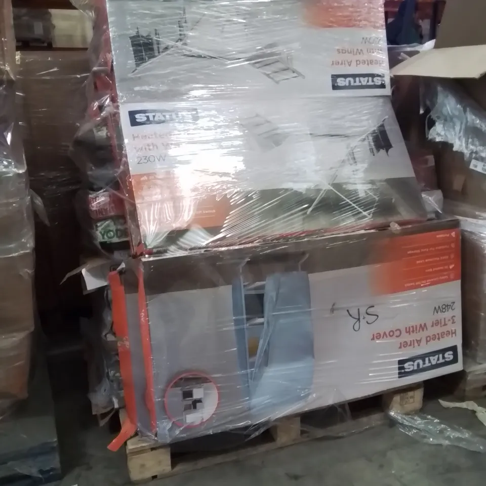 PALLET CONTAINING A LARGE QUANTITY OF HEATED CLOTHES AIRERS
