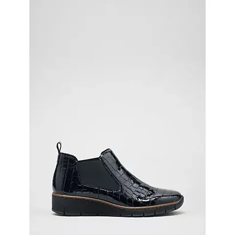 RIEKER CROC FINISH ANKLE BOOT- BLACK SIZE 7.5