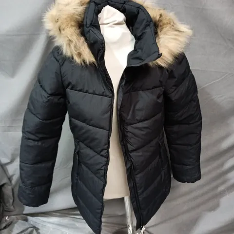 MOUNTAIN WAREHOUSE WOMEN'S LONG PADDED JACKET – BLACK WITH FUR HOOD (NOLA)