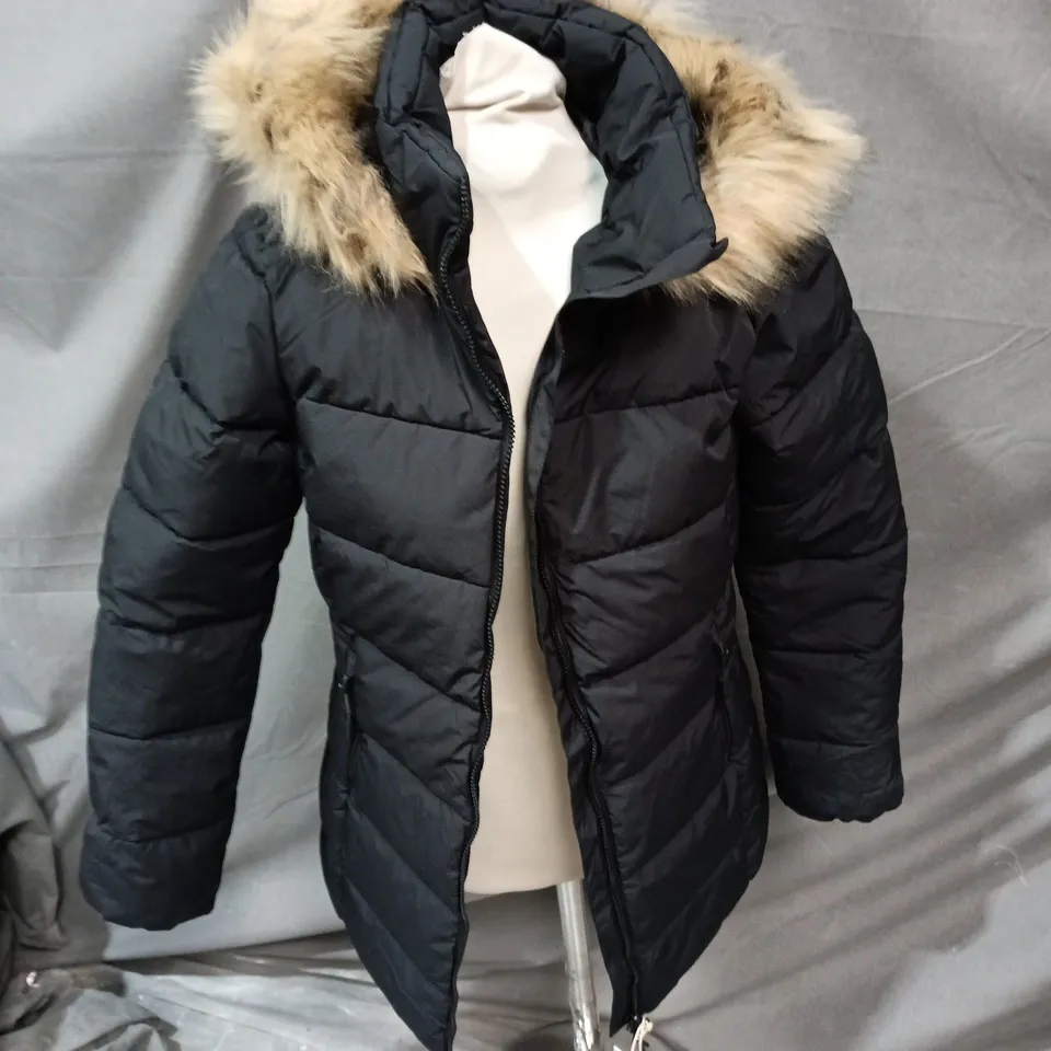 MOUNTAIN WAREHOUSE WOMEN'S LONG PADDED JACKET – BLACK WITH FUR HOOD (NOLA)