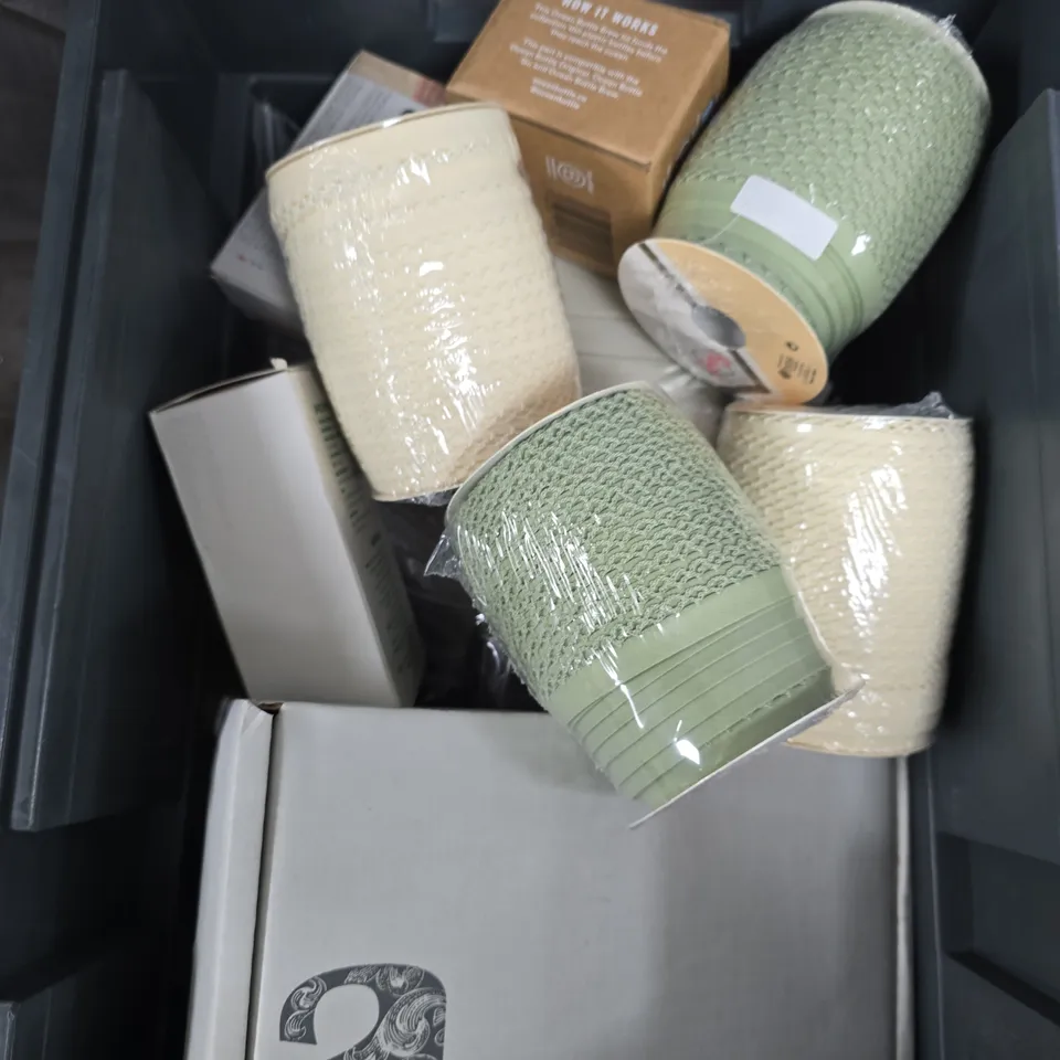 BOX OF APPROXIMATELY 20 HOUSEHOLD ITEMS TO INCLUDE: YARN, POKEMON TABLET CASE AND NOTEBOOK