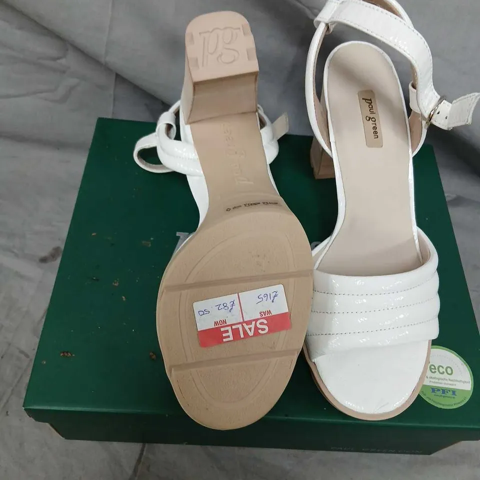 PAUL GREEN WHITE PATENT LEATHER WEDGE SANDALS – UK 6
