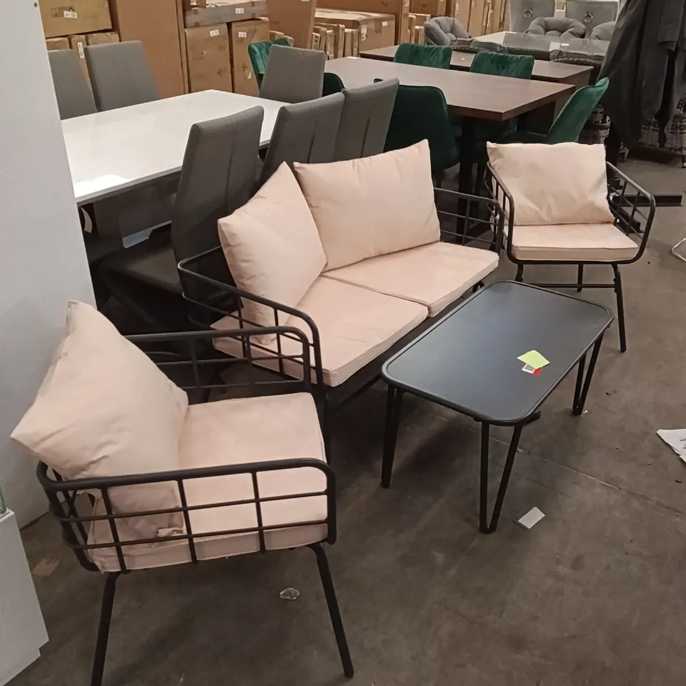 COSTWAY 4 PCS PATIO CONVERSATION SET OUTDOOR FURNITURE LOVESEAT COFFEE TABLE 2 CHAIRS