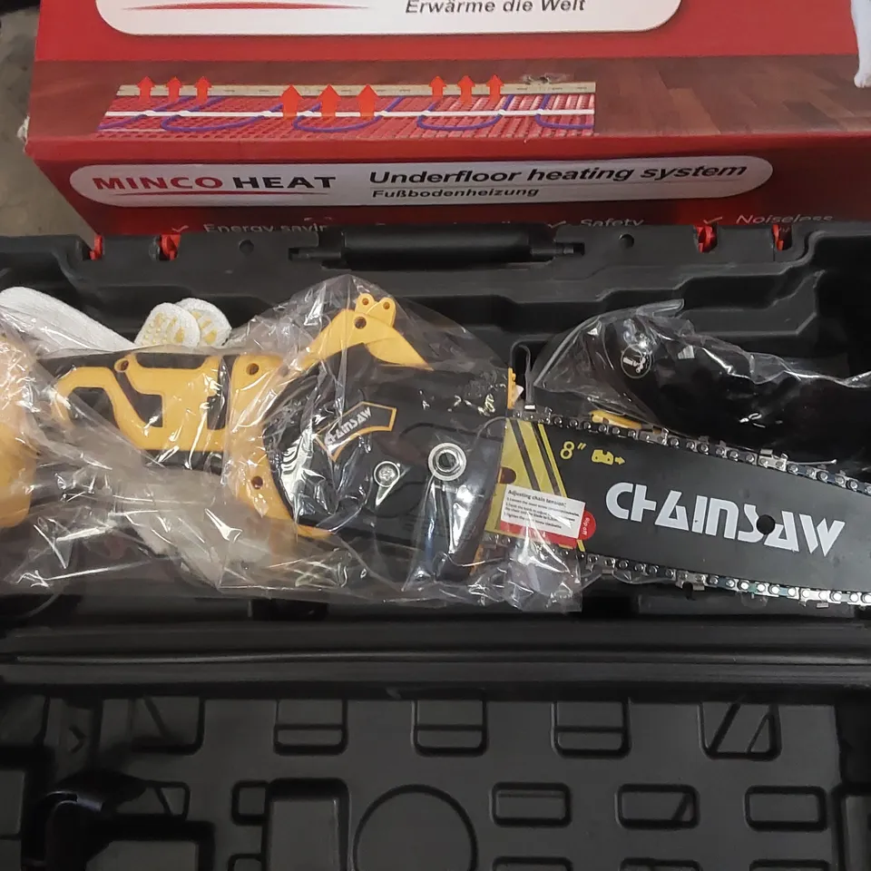 PALLET OF ASSORTED HOUSEHOLD GOODS AND PRODUCTS TO INCLUDE; GARDEN SPRINKLER, BRUSHLESS CHAINSAW, INDOOR INSECT KILLER ETC