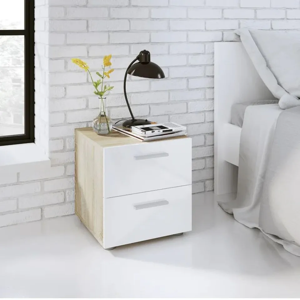 BOXED OTHO 2 DRAWER BEDSIDE TABLE