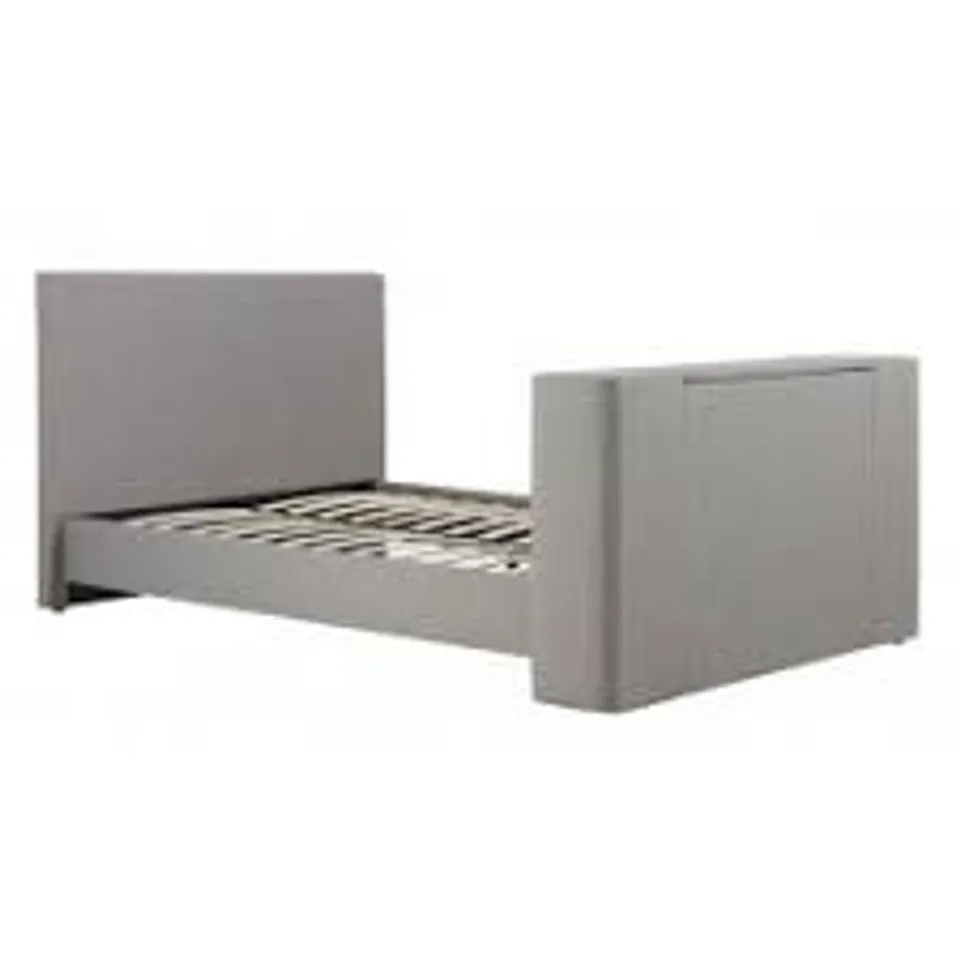 BOXED KINGSLEY FABRIC KINGSIZE TV BED - GREY (4 BOXES)