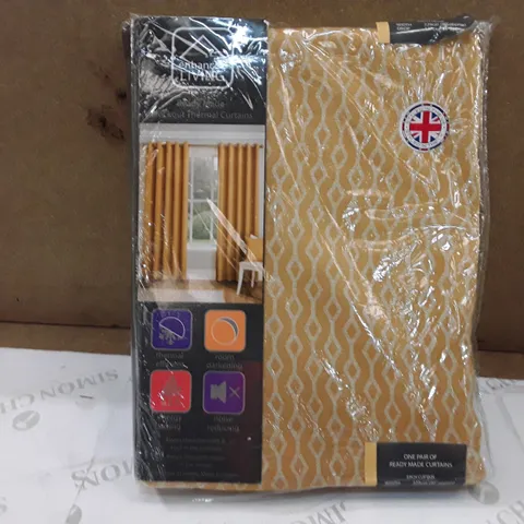 BRAND NEW ENHANCED LIVING BLACK OUT THERMAL CURTAINS - 229CM X 137CM (MIAMI YELLOW)