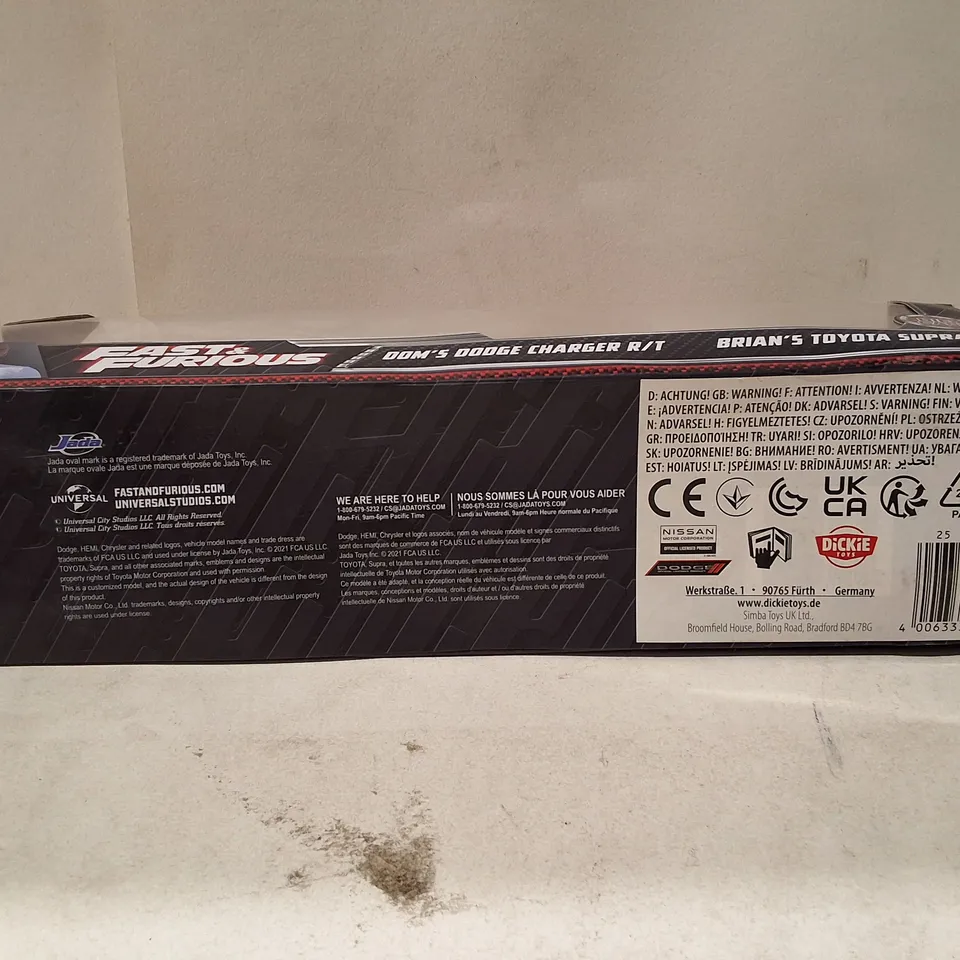 FAST & FURIOUS DIE-CAST CAR SET – DODGE CHARGER R/T & TOYOTA SUPRA (BOXED)