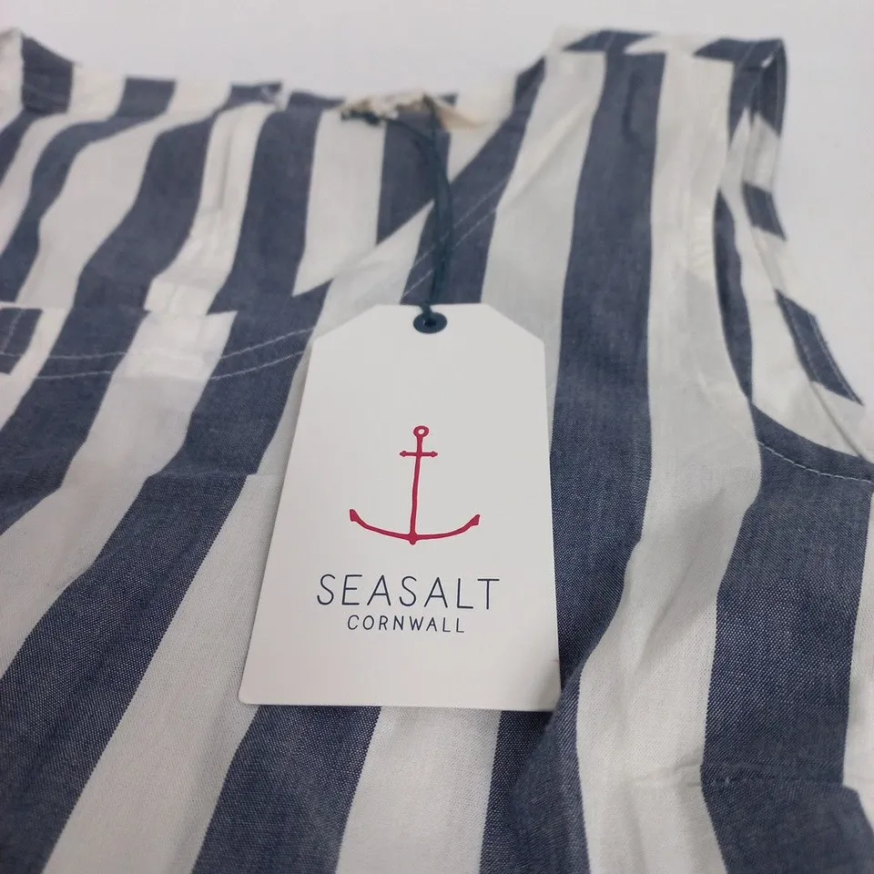 SEASALT CORNWALL WOMEN'S STRIPED VEST TOP – NAVY & WHITE, UK 10