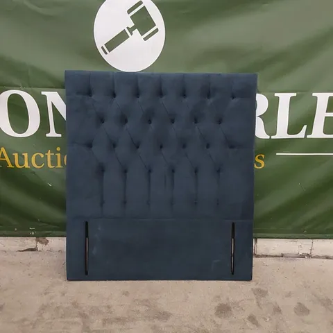 QUALITY DESIGNER UPHOLSTERED 135CM HEADBOARD IN BLUE FABRIC