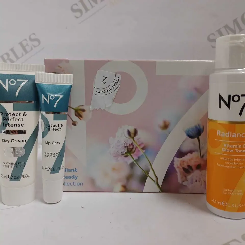 NO.7 RADIANT AND READY COLLECTION INCLUDING LIP CARE, DAY CREAM AND VITAMIN C TONER