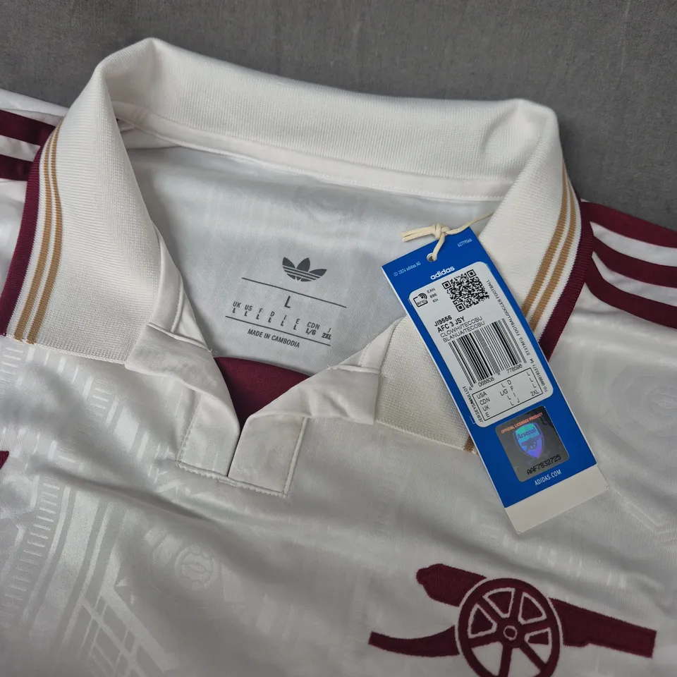ARSENAL FC AWAY SHIRT – ADIDAS, EMIRATES FLY BETTER, UK L