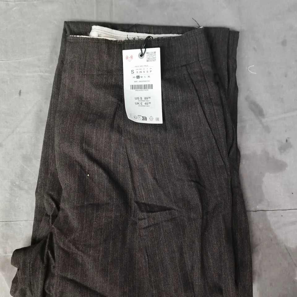 ZARA TROUSERS IN BROWN WITH FRAYED RIM SIZE SMALL