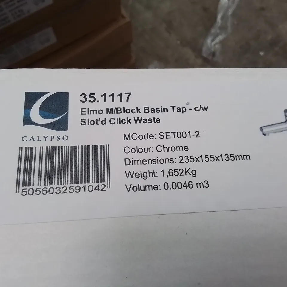 BOXED CALYPSO ELMO M/BLOCK BASIN TAP - C/W CLICK WASTE IN CHROME