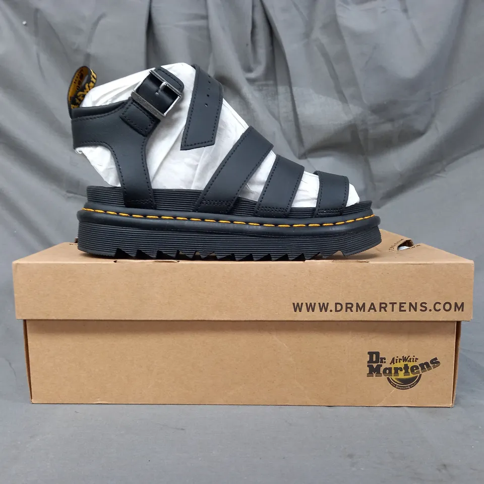 BOXED PAIR OF DR MARTENS BLAIRE OPEN TOE SANDALS IN BLACK UK SIZE 5