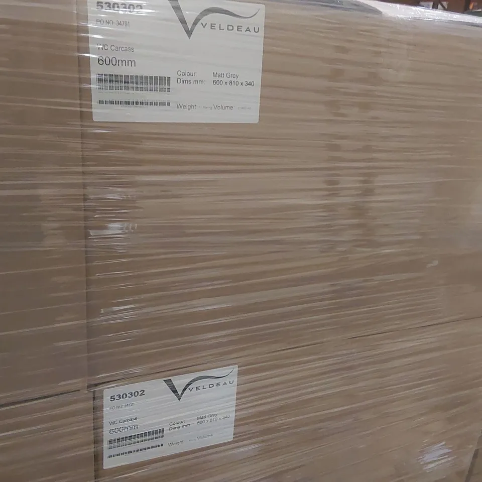 PALLET CONTAINING A LARGE QUANTITY OF ASSORTED BATHROOM FURNITURE PARTS INCLUDING: VELDEAU WC CARCASSES
