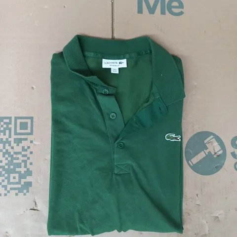 LACOSTE SHORT SLEEVE POLO TOP IN GREEN SIZE 4