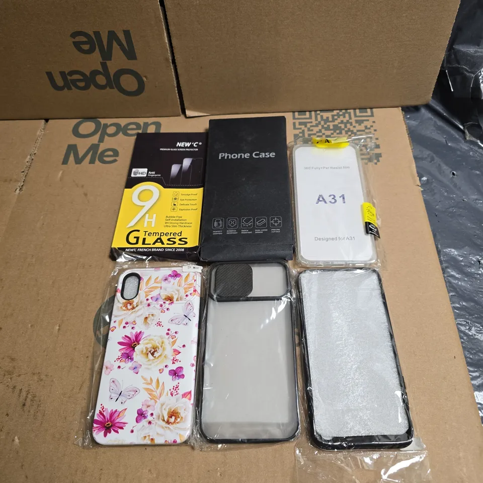 TOTE OF APPROXIMATELY 25 ASSORTED PHONE CASES OF VARIOUS BRANDS AND SIZES