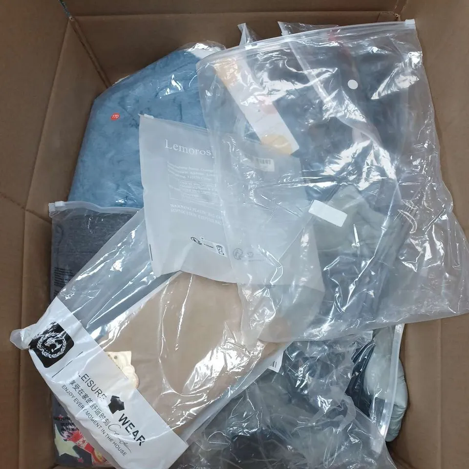 BOX OF APPROXIMATELY 22 ASSORTED CLOTHING ITEMS TO INCLUDE - BRA , TROUSERS , TOP ETC