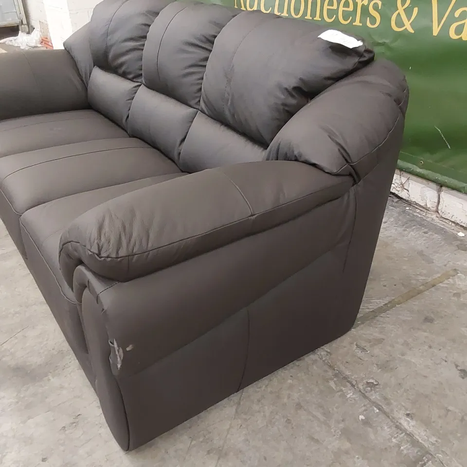 DESIGNER MADRAS 3 SEATER LEATHER SOFA - CHOCOLATE BROWN