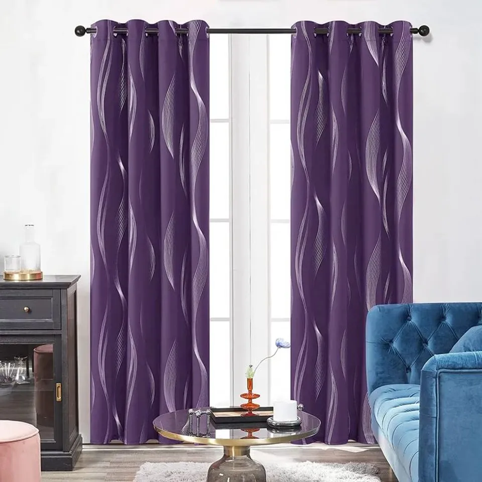 PREWETT SUPER SOFT EYELET CURTAINS PURPLE