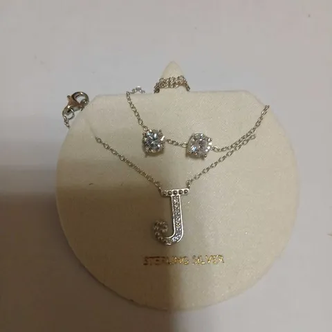 DIAMONIQUE 1.9CT TW INITIAL PENDANT & EARRING SET IN BAUBLE STERLING SILVER 