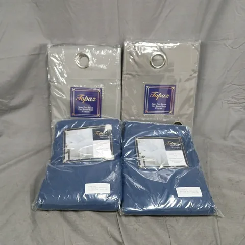BOX OF APPROXIMATELY 10 ASSORTED HOUSEHOLD ITEMS TO INCLUDE EYELET CURTAINS, AND DUVET COVER SET, ETC - COLOURS AND SIZES VARY - COLLECTION ONLY