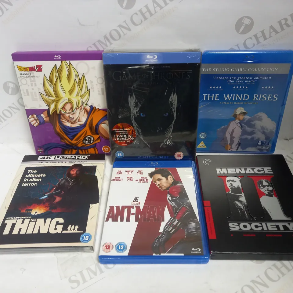 LOT OF 23 BLU-RAYS, TO INCLUDE DRAGONBALL, MARVEL, GAME OF THRONES, ETC